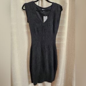 Nwt Armani‎ Exchange A/X Y2K Black Angora Rabbit hair Mini Dress M